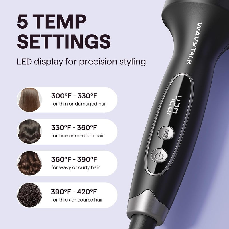 wavytalk Thermal Brush Blowout Boost Grande, 1.77 Inch Heated Round Brush for Long Hair, Tourmaline Ceramic Negative Ion Technology Reduce Hair Damage, Dual Voltage Black - Image 4